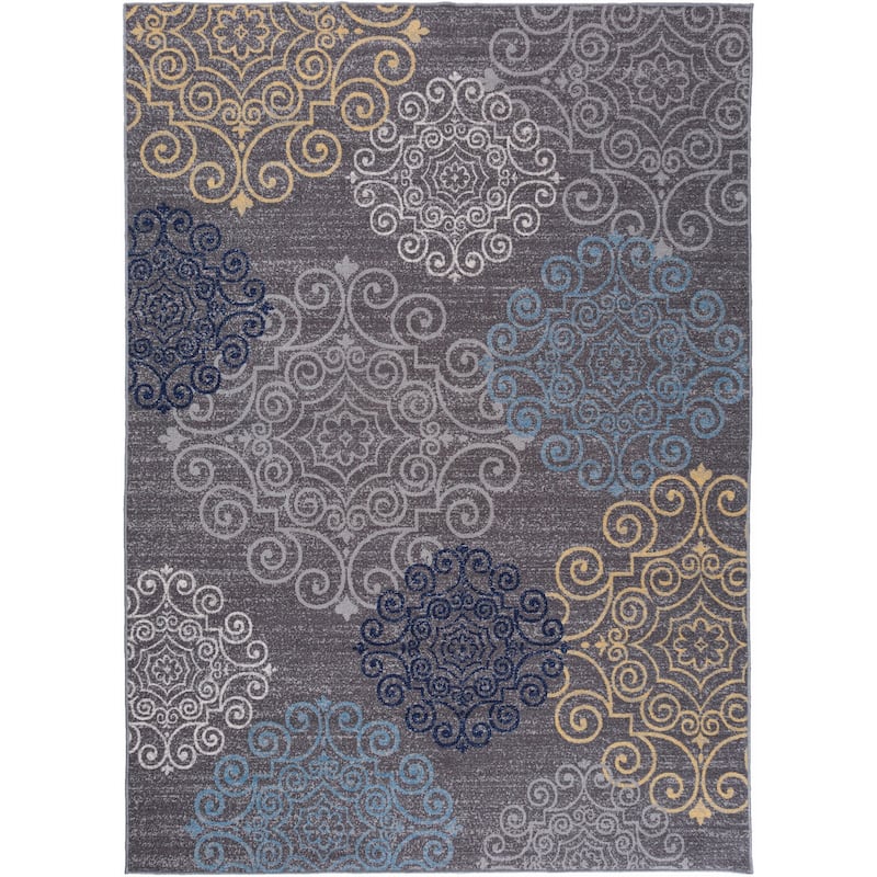 World Rug Gallery Modern Floral Swirl Design Non-Slip Area Rug