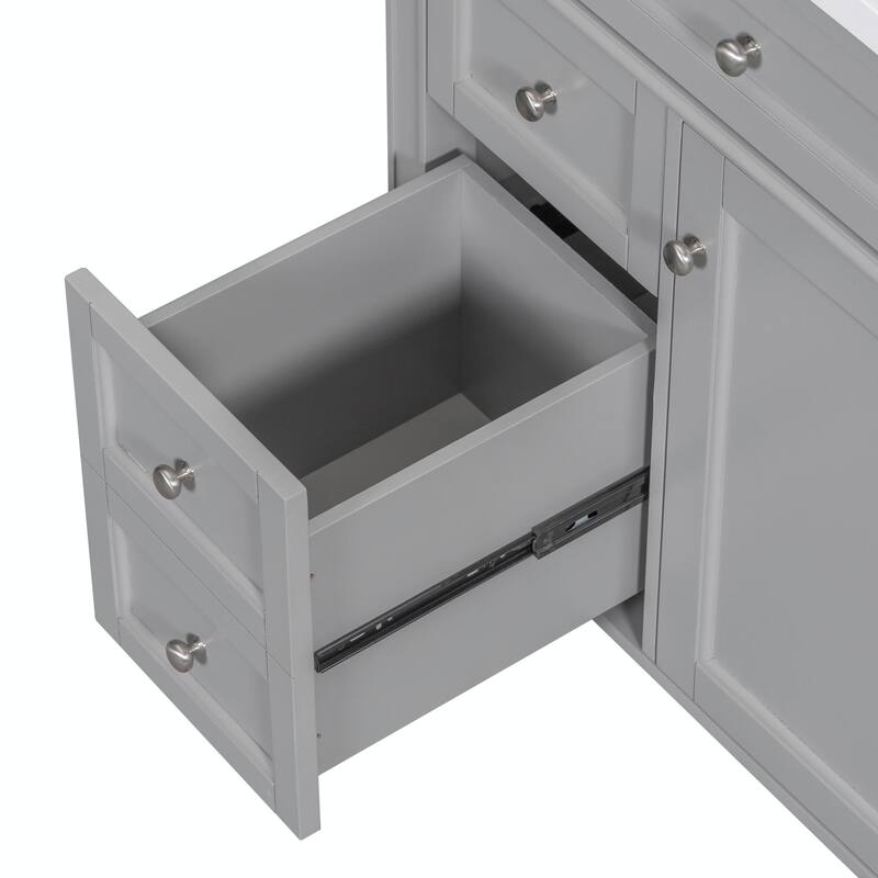 30'' Modern Bathroom Vanity with Top Sink, 2 Drawers and Tip-out Drawer