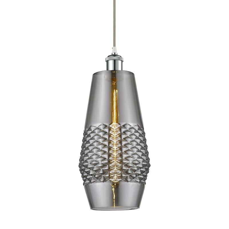 Innovations Lighting 516-1P-17-7 Windham Pendant Windham 7" Wide Mini - White and Polished Chrome / Smoked