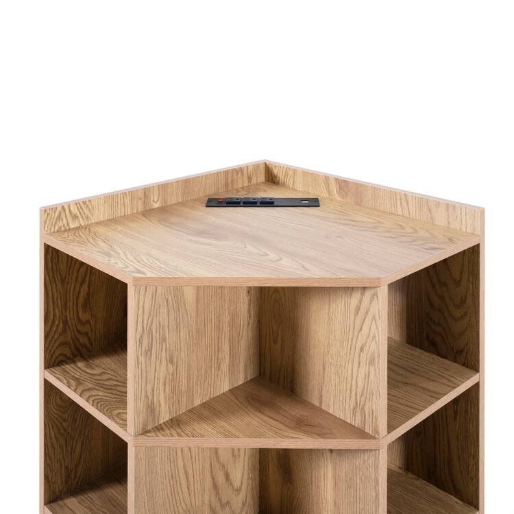 Corner Shelf with USB Ports and Outlets Cubby Storage Organizer