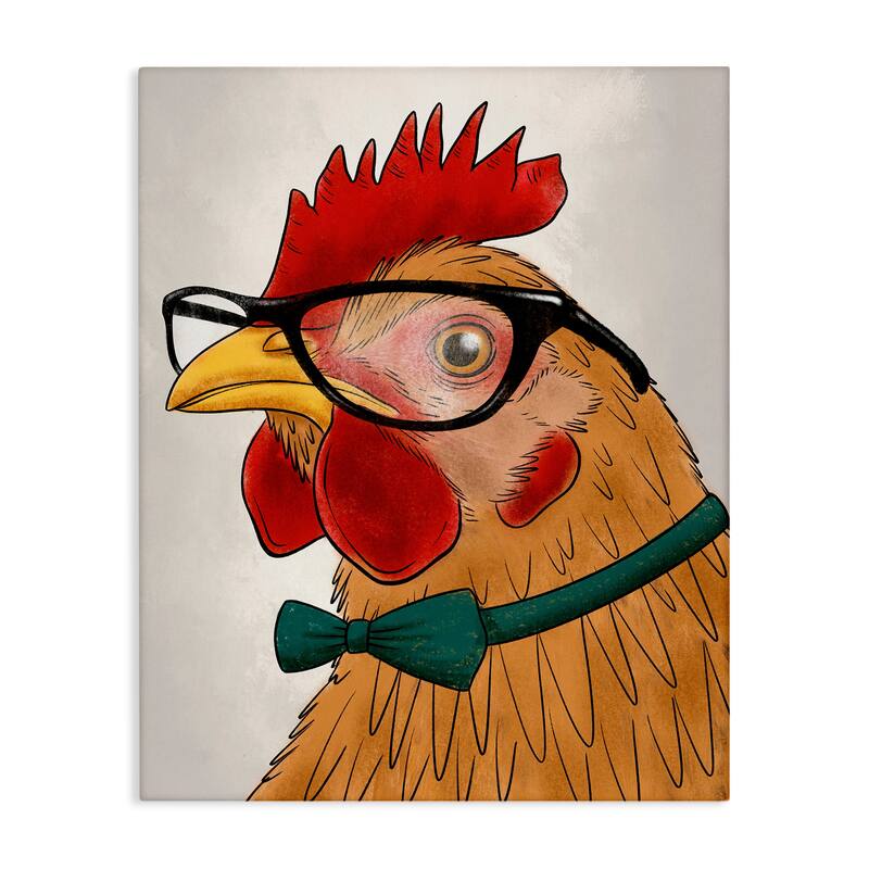 Stupell Funny Hipster Rooster Canvas Wall Art Design By Marcus Prime - 36 x 48