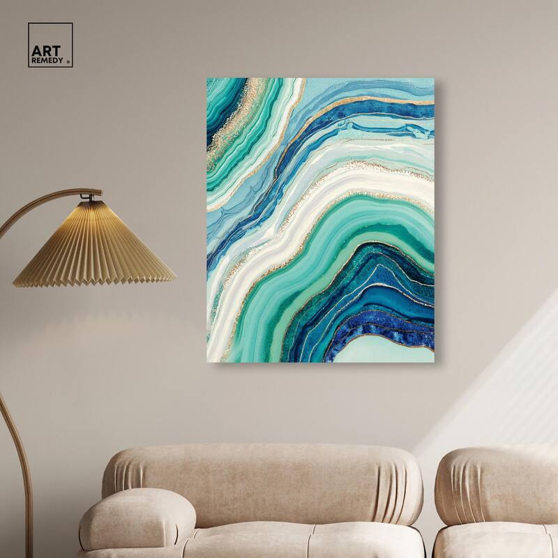 Blue Green Abstract Agate I Canvas by Art Remedy, Gallery Wrapped