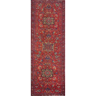 Hand Knotted Oriental 100% Wool Carpet Traditional Floral Red Tabriz Runner Rug - 10' 8'' X 3' 3''