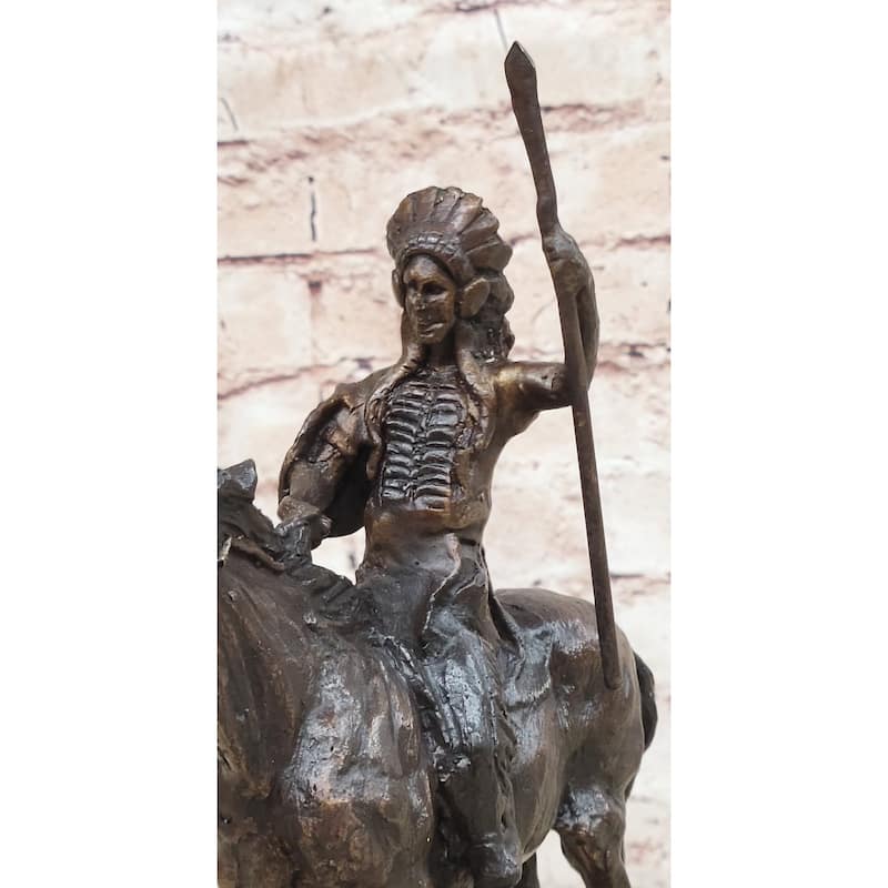 Mohican Western Bronze Statue Sculpture Native American Indian Horseback 11 Inches X 8 Inches