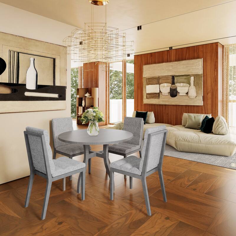 Oak Gray Finish & Tufted Upholstery Modern Dining Chairs Set of 2 - Sleek Comfort for Every Space - Gray,Oak