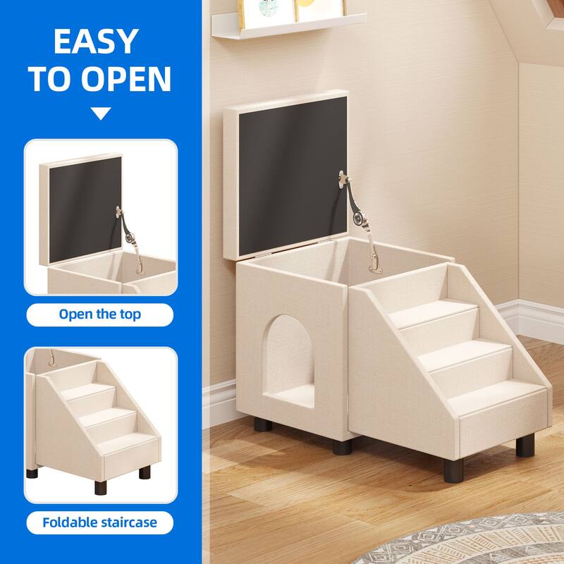 4 Stairs Foldable Pet Stair Pet Steps with Mats