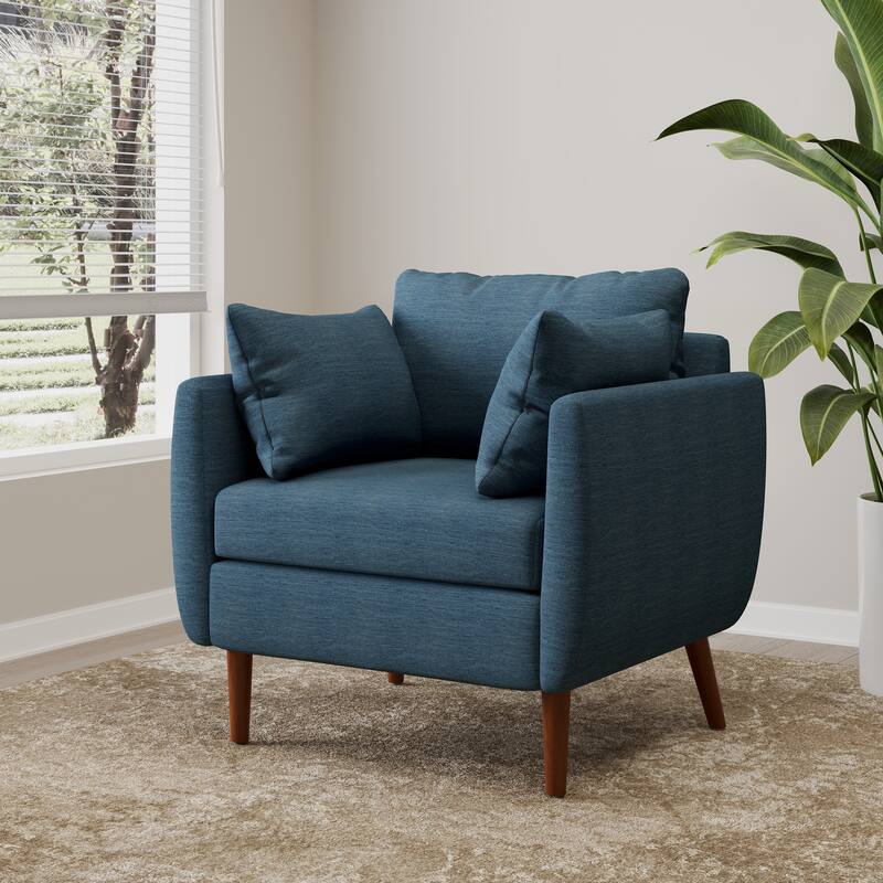 Roomfitters Modern Upholstered Accent Club Chair with Cushions, Mid-Century Supportive Lounge Seating