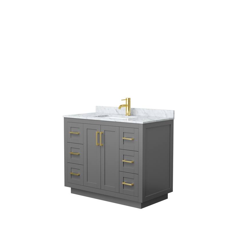 Miranda Single Vanity Set, White Carrara Marble Top, No Mirror