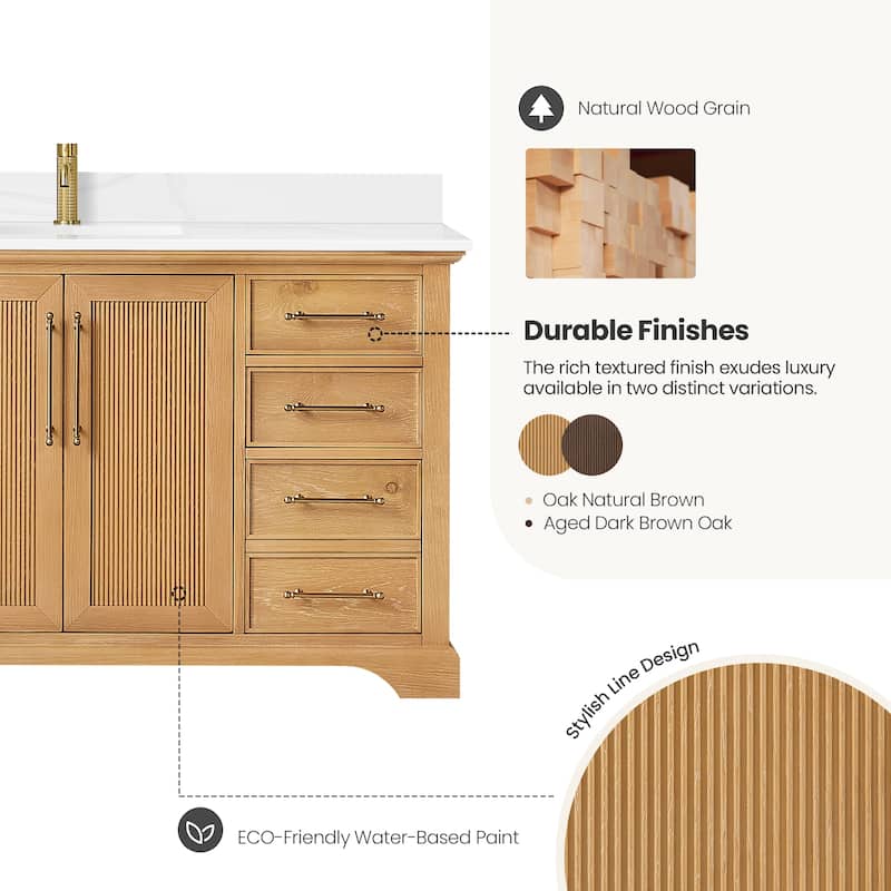 Tokyo Bath Vanity with Quartz Stone Top without Mirror