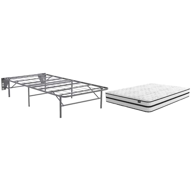 Signature Design by Ashley Chime 10 Inch Hybrid White/Gray 2-Piece Twin Mattress Package