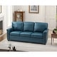 preview thumbnail 29 of 44, Rita Living Room 3-Seat Genuine Leather Sofa with Solid Wood Legs and Nailhead TURQUOISE