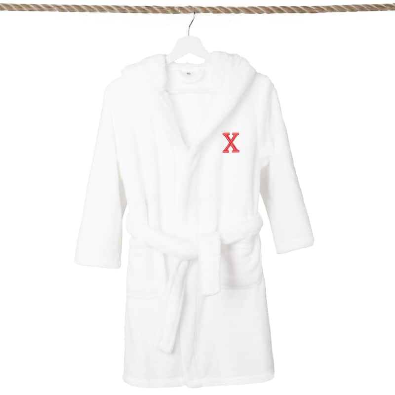 Sweet Kids 100% Polyester SUPER PLUSH Double Brushed Hooded Bathrobe with Pink Bookman Monogram