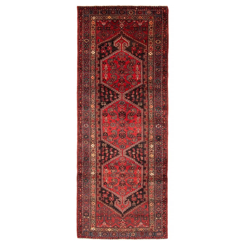 ECARPETGALLERY Hand-knotted Andelz Red Wool Rug - 3'9 x 9'10 - Red - 3'9 x 9'10