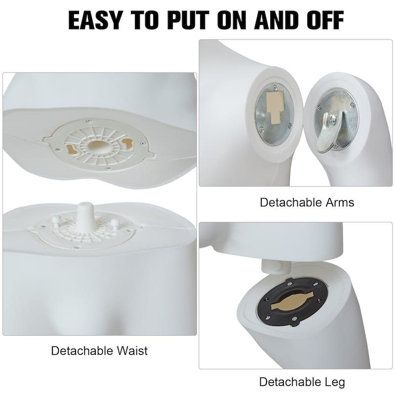 Full Body Mannequin Famale Male Dress Form Display, Manikin Torso Stand Realistic Mannequin for Retail Clothing Shops, White