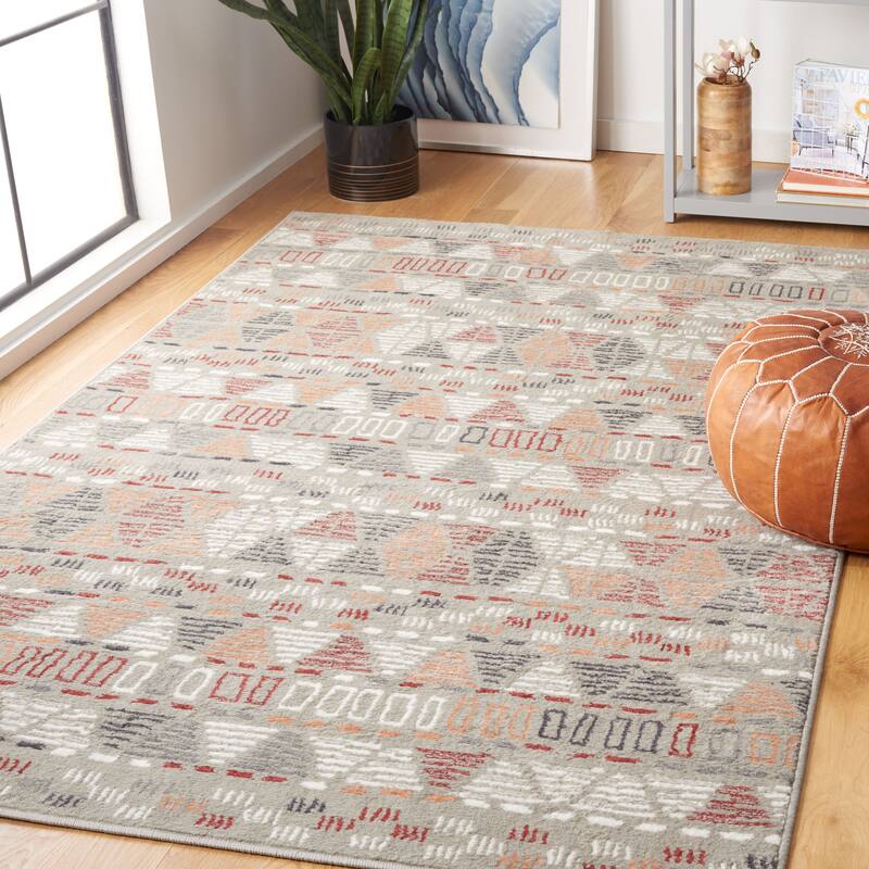 SAFAVIEH Pyramid Malissie Boho Geometric Rug - 9' x 12' - Grey/Ivory/Rust