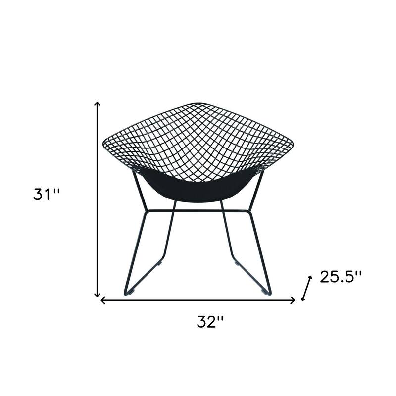 HomeRoots 32" Black Metal Lounge Chair with Pad - 32' X '31' X '25.5