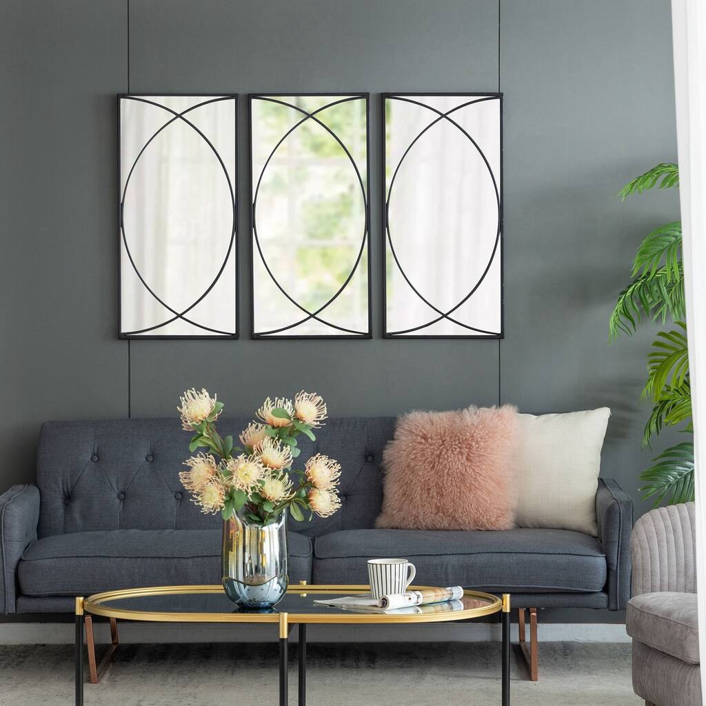 32" Rectangular Wall Mirrors with Black Frame