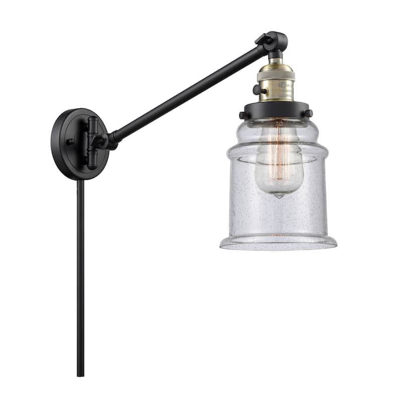 Innovations Lighting Canton Single Light 25" Tall Bathroom Sconce - Black / Antique Brass / Seedy