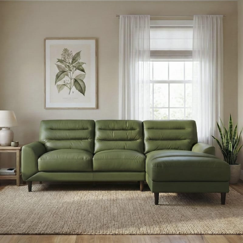 Chandler Genuine Leather Sectional Sofa with Padded Arms