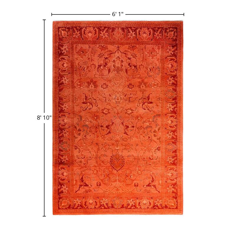 Fine Vibrance One-of-a-Kind Hand-Knotted Area Rug - Pink, 6' 1" x 8' 10" - 6' 1" x 8' 10"