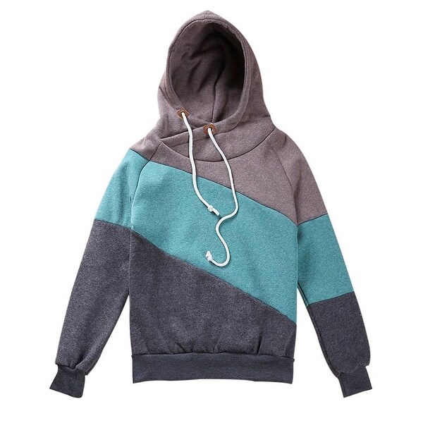 QZUnique Women's Long Sleeve Pullover High Collar Hooded Fleece Sweatshirt