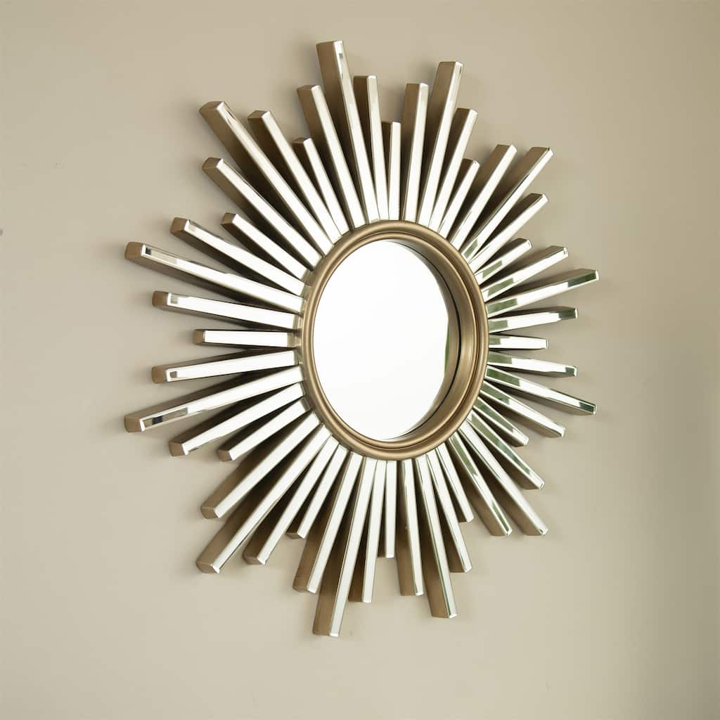 33" Luxury Style PU Sunburst-shaped Art Decorative Mirror