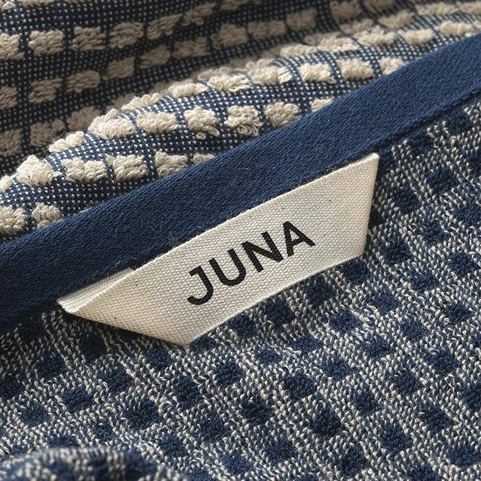 JUNA Check Towels, Dark Blue/Sand