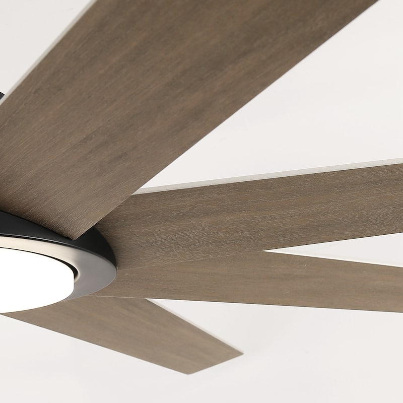 60" Transitional Black Large Windmill Ceiling Fan with Light and Remote - 60-inch W x 12.8-inch H