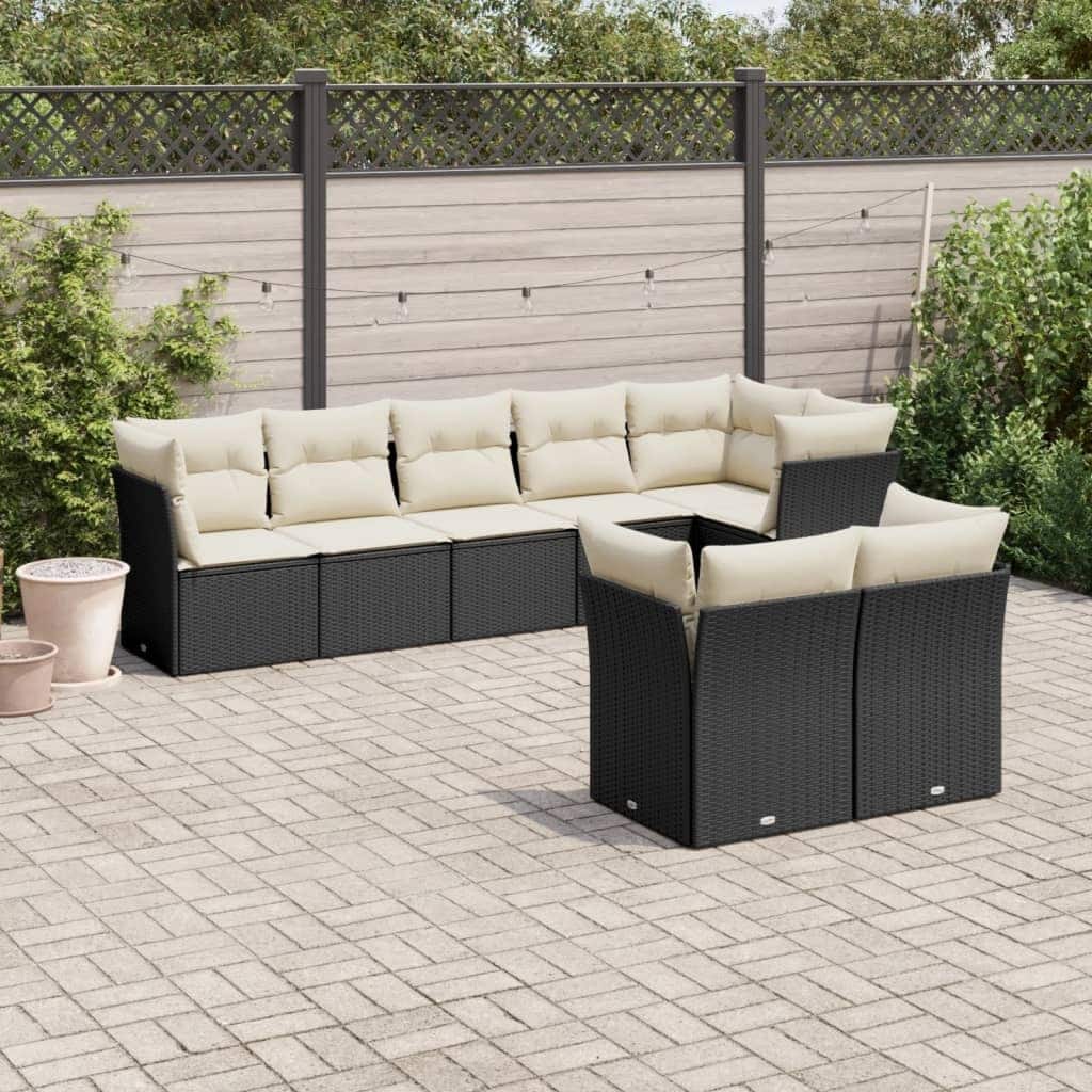 vidaXL Garden Sofa Set Black PE rattan Large Modular Garden Sofa Set - 24.4 x 24.4 x 27.2