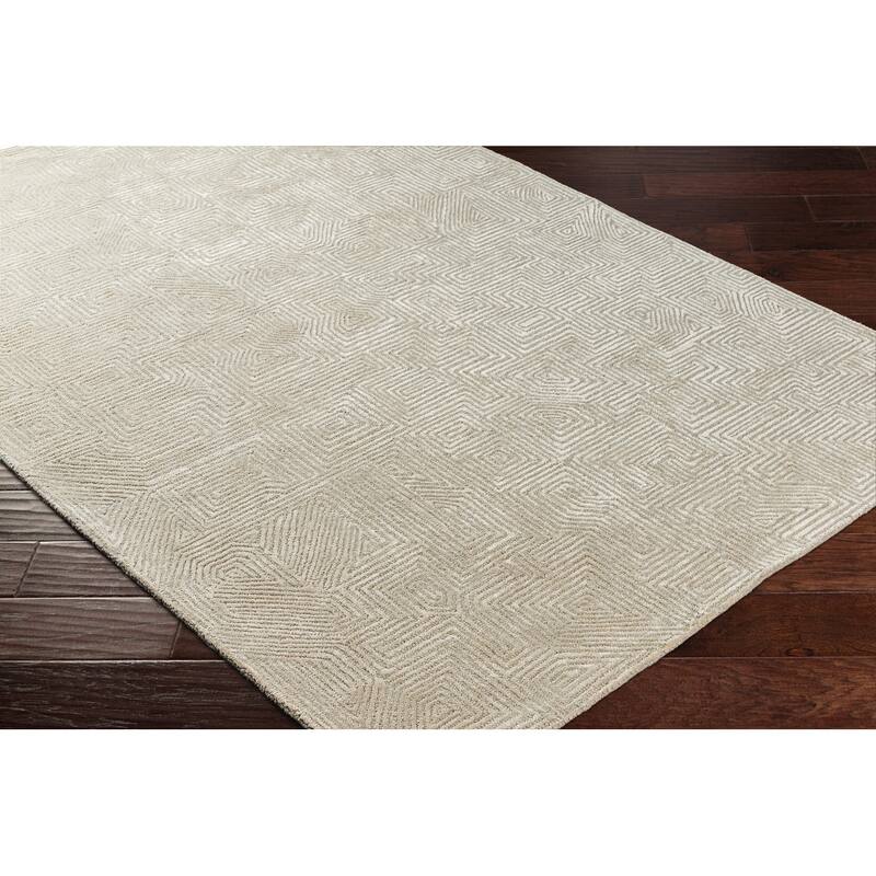 Etiennea Handmade Solid Modern Wool & Viscose Area Rug