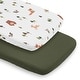 preview thumbnail 1 of 5, Sweet Jojo Designs Woodland Animals Boy, Girl, Unisex/Gender Neutral 2 Pack Baby Bassinet Fitted Sheets - Solid Green and Forest