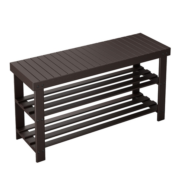 LANGRIA Large 3 Tier Shoe Bench Entryway Shoes Rack Organizer