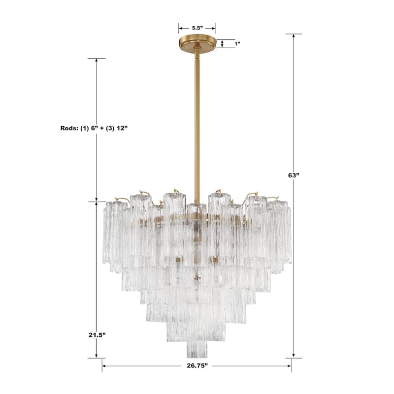 Addis 12 Light Aged Brass Chandelier - 26.75"W x 21.5"H x 26.75"D