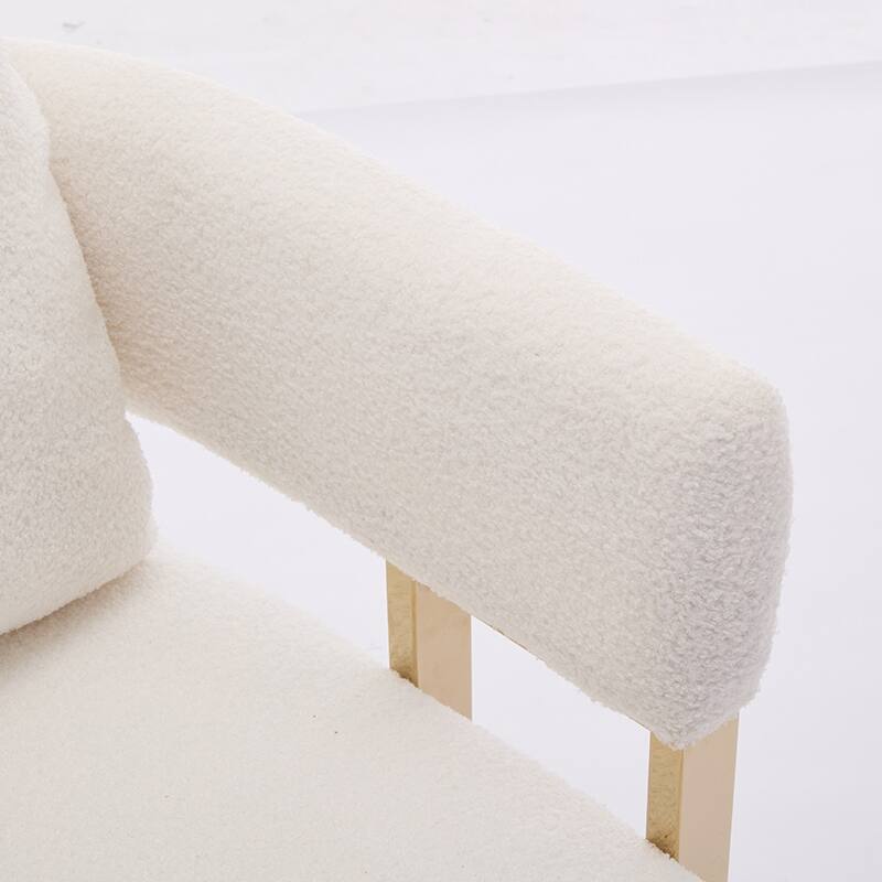 Simple And Stylish Accent Chair With Metal Foot, Teddy Velvet Upholstered Sofas For Bedroom, Living Room, Balcony, Office