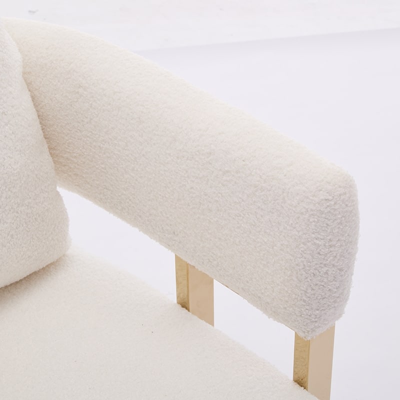 White+Gold Modern 24.41" Upholstered Accent Chair with Gold Metal Legs for Dressing Area (Set of 2)