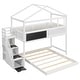 preview thumbnail 14 of 16, Twin over Full House Bunk Bed with Storage Staircase, Blackboard, and Solid Pine Wood Frame, Gray
