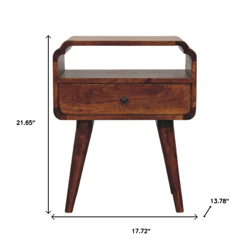 HomeRoots 22" Chestnut Solid Wood Oval One Drawer Nightstand