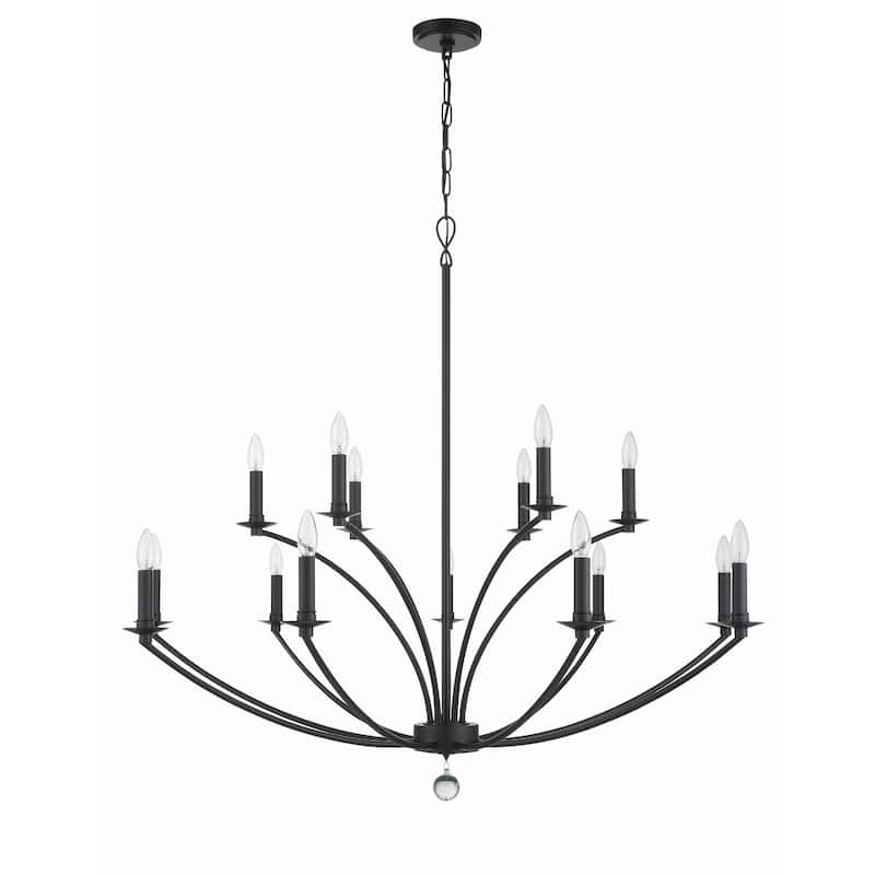 Mila 15 Light Black Chandelier - 48"W x 42"H