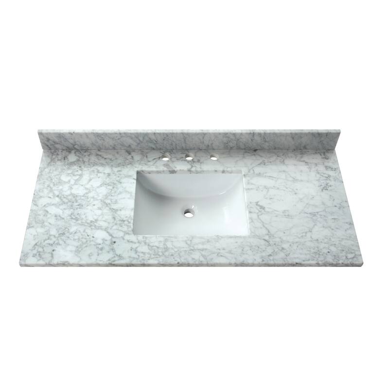 Avanity Carrara White Natural Marble Vanity Top with Rectangular Undermount Sinks - 43" Single Sink - Carrara White