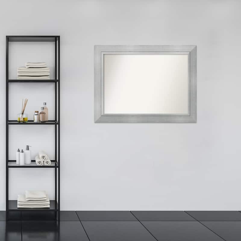 Non-Beveled Wood Bathroom Wall Mirror - Romano Silver Frame