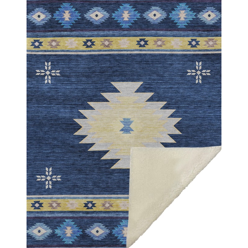 Premium Machine Washable ASB179 Southwest Sherpa Throw Blanket