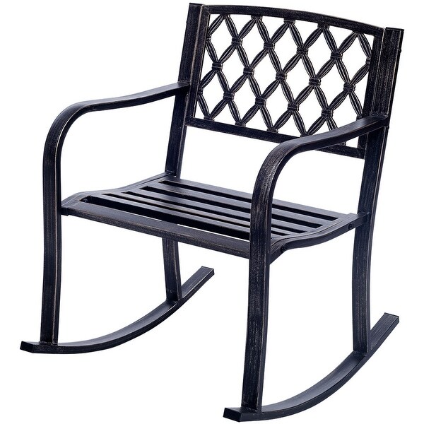 Gymax Metal Rocking Chair Porch Seat Deck Patio Outdoor Backyard