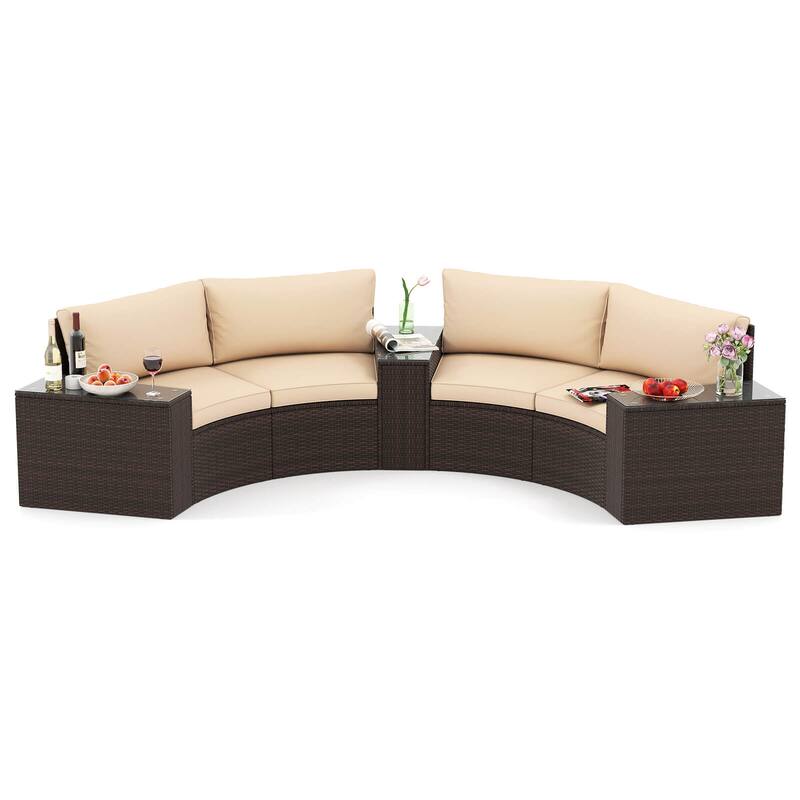 Costway 5 PCS Patio Furniture Set with Tempered Glass Top Side Tables - See Details