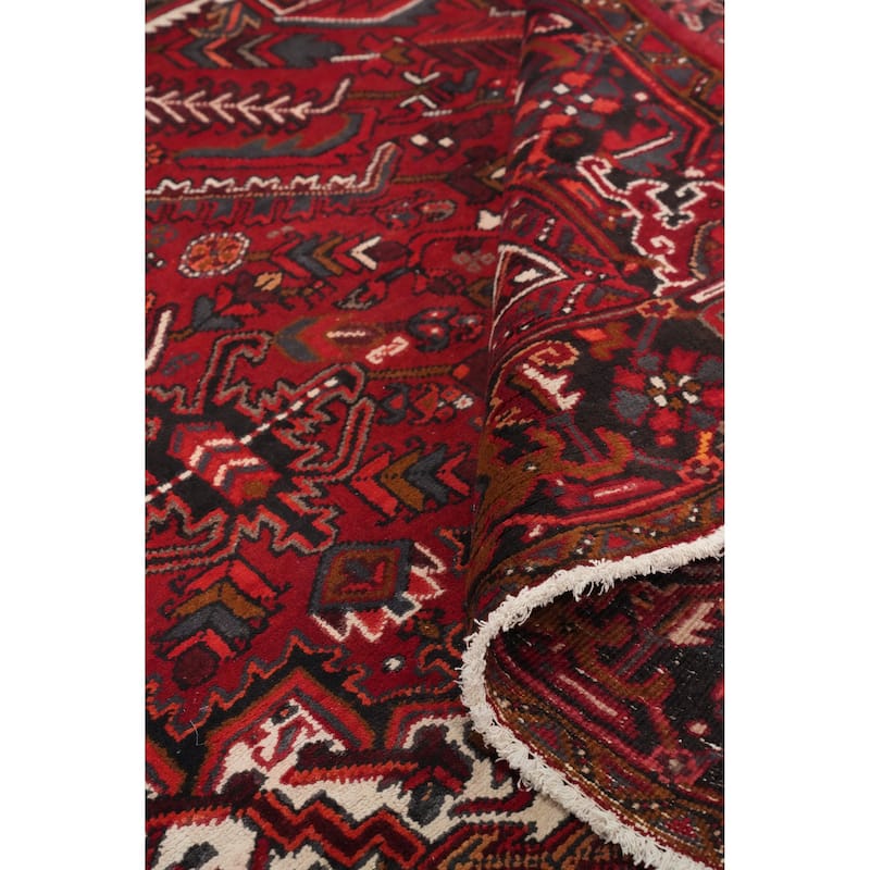 Hand Knotted Oriental 100% Wool Carpet Traditional Medallion Red Heriz Area Rug - 9' 11'' X 7' 0''