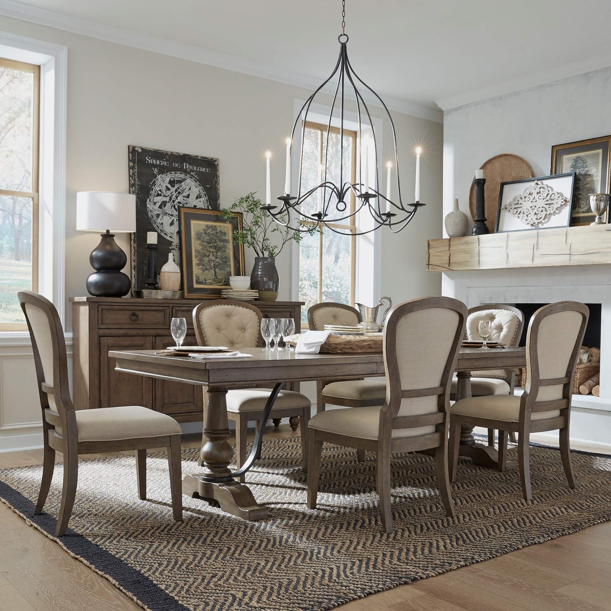 Liberty Furniture Americana Farmhouse Trestle Table Optional 7 Piece Dining Set