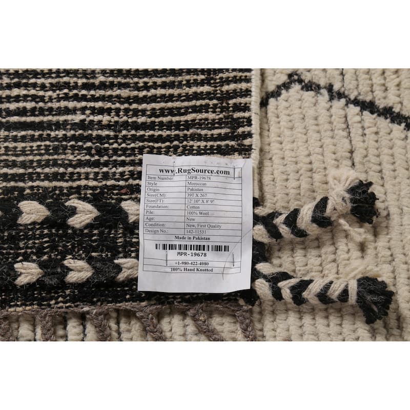 All-Over Moroccan Oriental Area Rug Handmade Wool Carpet - 8'9"x 12'10"