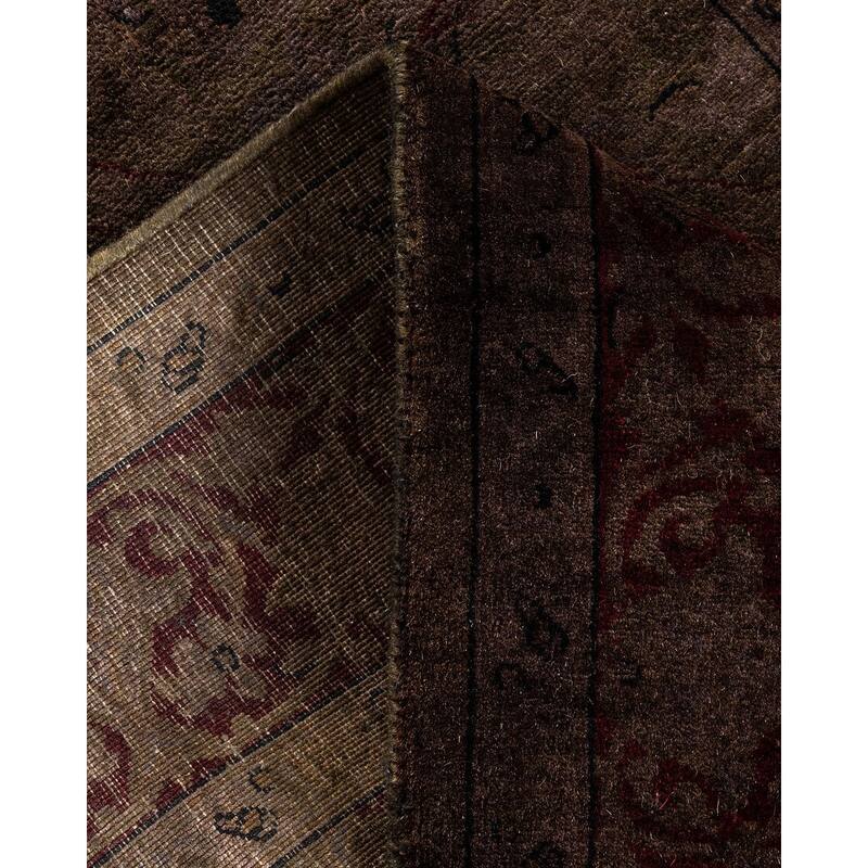 Overton Hand Knotted Wool Vintage Inspired Modern Contemporary Overdyed Brown Runner Rug - 2' 6" x 10' 8"