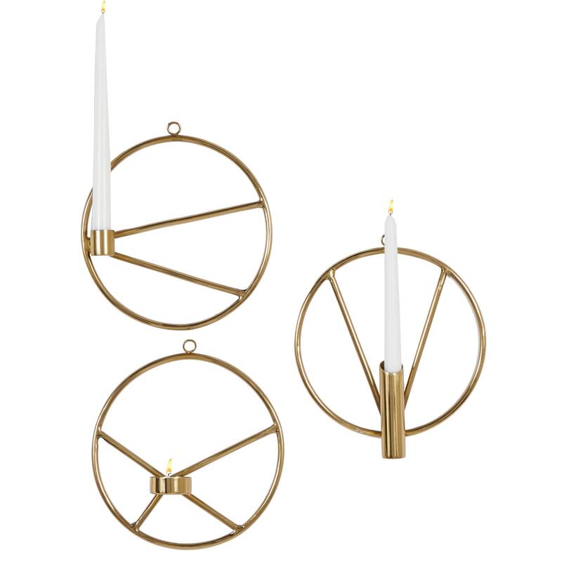 Stainless Steel Metal Wall Sconce - Set of 3 Gold - Roche River Decor - Gold