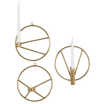 Stainless Steel Metal Wall Sconce - Set of 3 Gold - Roche River Decor