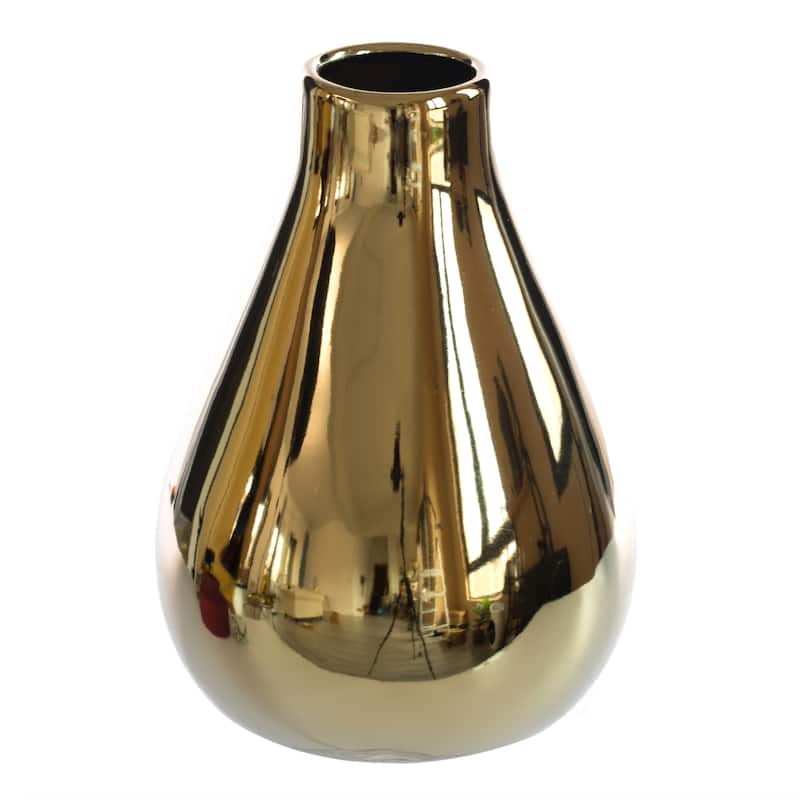 Decorative Ceramic Modern Centerpiece Table Flower Vase, Gold